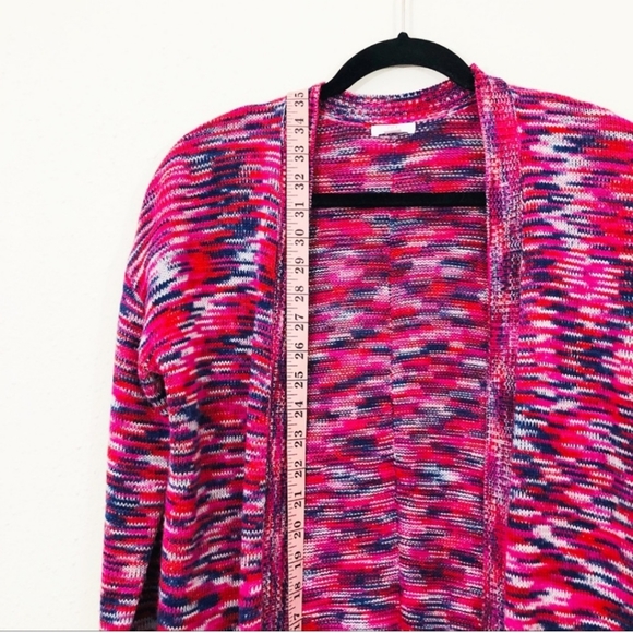 BP Long Open Cardigan Red Pink Blue Cream Size S - Picture 3 of 6